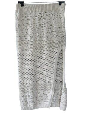 Floris knitted cover-up skirt white women's size M-L